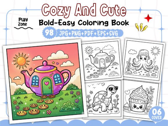 Bold and Easy Cozy Cute Coloring Book
