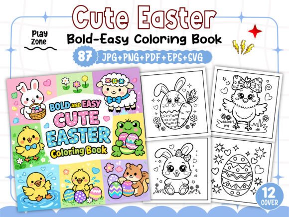 BOLD and EASY CUTE EASTER COLORING BOOK