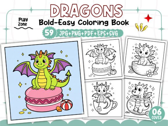 Bold and Easy Dragons Coloring Book KDP