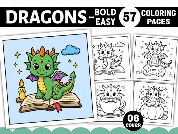 Bold and Easy Dragons Coloring Book Kids