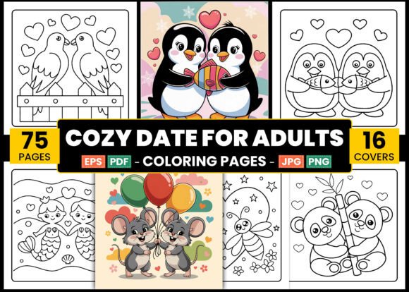 Cozy Date Coloring Book Pages for Adults: A Heartwarming Way to Relax and Create
