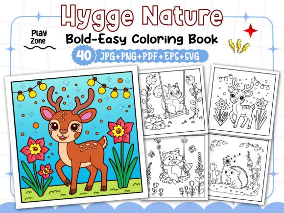Cozy Hygge Nature Bold Coloring Pages