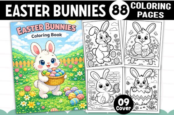 Easter Bunnies Coloring Pages for Kids