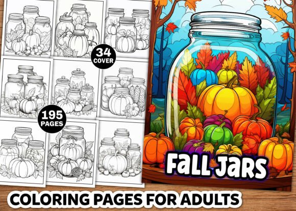 Fall Jars Coloring Pages for Adults
