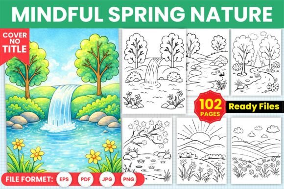Mindful Spring Nature Coloring Book Page: A Creative Resource for Everyone