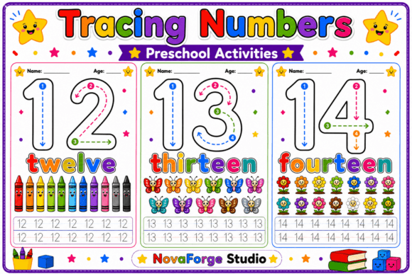 Preschool Numbers 12-13-14 Worksheets