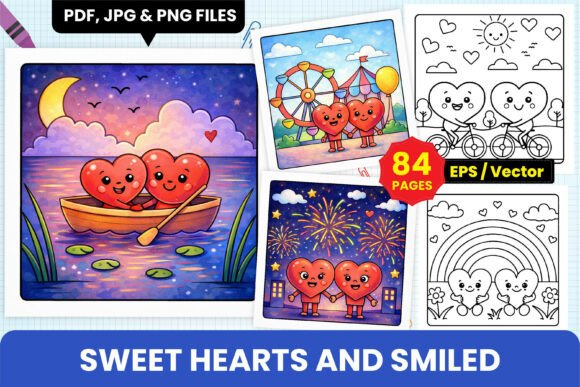 Sweet Hearts and Smiled Coloring Pages