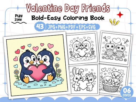 Valentine Day Friends Coloring Book